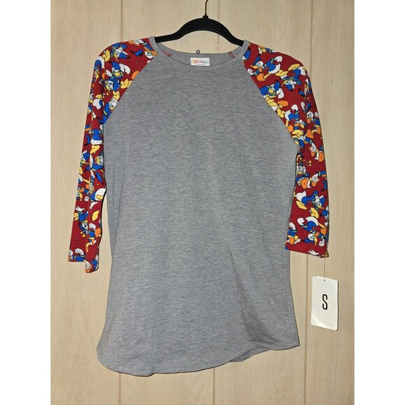 LULAROE Disney  Randy S Donald Duck sleeping Nwt tee t shirt lazy CROPPED SLEEVE - Picture 1 of 4